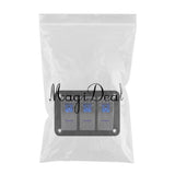 3 Gang ON-OFF Marine Ignition Toggle Rocker Switch Panel Waterproof For RV Car Boat Vehicles Truck Trailer Yacht (Blue LED) - Aladdin Shoppers
