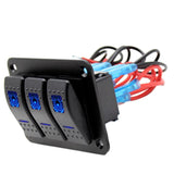 3 Gang ON-OFF Marine Ignition Toggle Rocker Switch Panel Waterproof For RV Car Boat Vehicles Truck Trailer Yacht (Blue LED) - Aladdin Shoppers