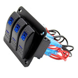 3 Gang ON-OFF Marine Ignition Toggle Rocker Switch Panel Waterproof For RV Car Boat Vehicles Truck Trailer Yacht (Blue LED) - Aladdin Shoppers
