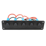 5 Gang ON-OFF Marine Ignition Toggle Rocker Switch Panel Waterproof For RV Car Boat Vehicles Truck Trailer Yacht (Blue LED) - Aladdin Shoppers
