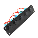 5 Gang ON-OFF Marine Ignition Toggle Rocker Switch Panel Waterproof For RV Car Boat Vehicles Truck Trailer Yacht (Blue LED) - Aladdin Shoppers