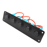 5 Gang ON-OFF Marine Ignition Toggle Rocker Switch Panel Waterproof For RV Car Boat Vehicles Truck Trailer Yacht (Blue LED) - Aladdin Shoppers