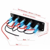 5 Gang ON-OFF Marine Ignition Toggle Rocker Switch Panel Waterproof For RV Car Boat Vehicles Truck Trailer Yacht (Blue LED) - Aladdin Shoppers