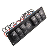 6 Gang Car Marine Boat Circuit RV LED Toggle Rocker Switch Panel Breaker Voltmeter for RV Car Boat Colorful Light - Aladdin Shoppers