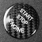 Black Carbon Fiber Car Engine Start Stop Switch Button Sticker Cover For