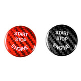 Black Carbon Fiber Car Engine Start Stop Switch Button Sticker Cover For