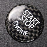 Black Carbon Fiber Car Engine Start Stop Switch Button Sticker Cover For