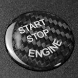 Black Carbon Fiber Car Engine Start Stop Switch Button Sticker Cover For