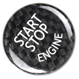 Black Carbon Fiber Car Engine Start Stop Switch Button Sticker Cover For