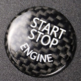Black Carbon Fiber Car Engine Start Stop Switch Button Sticker Cover For
