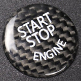 Black Carbon Fiber Car Engine Start Stop Switch Button Sticker Cover For