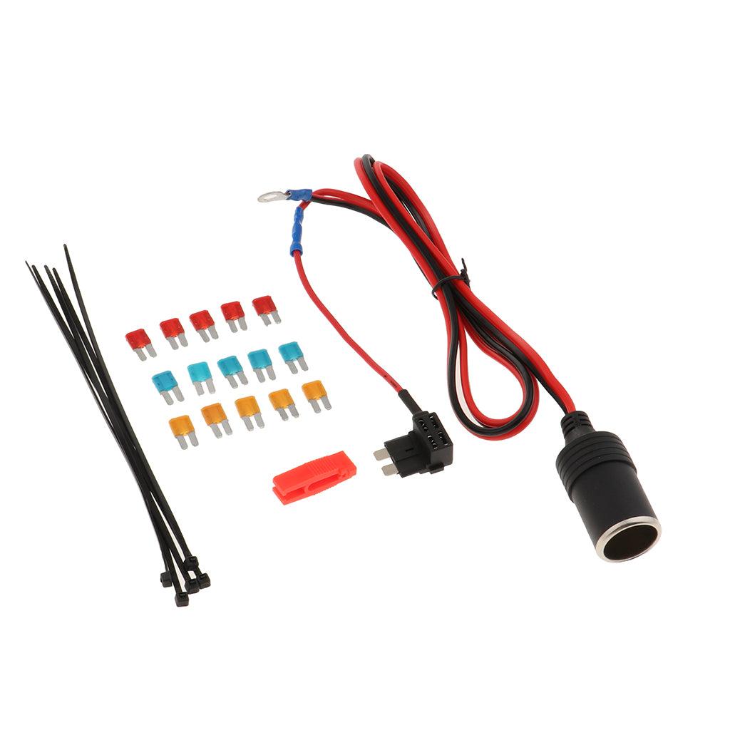 cigarette lighter fuse tap TAPDRA Flexible Plug with Switch and 15A 3.3FT Black Red for Cars Trucks Motorcycles Trailers for Equipment Power 1x Car Cigarette Lighter 1x Add 1set 30cm Car Cigarette Lighter