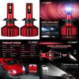 Maxbell 2 Pcs LED Headlight Bulbs Replacement 30W/Bulb 10000LM/Pair 6000K White H7