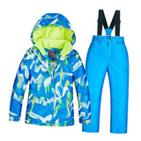 Kids Ski Suit Ski/Snowboard Jacket Trousers Blue Size 8(119-124cm)