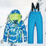 Kids Ski Suit Ski/Snowboard Jacket Trousers Blue Size 8(119-124cm)