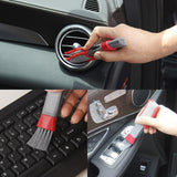 Maxbell 2xCar AC Vent Brush Window Blinds Dust Cleaner Duster Cleaning Brush Gray Red