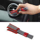 Maxbell 2xCar AC Vent Brush Window Blinds Dust Cleaner Duster Cleaning Brush Gray Red