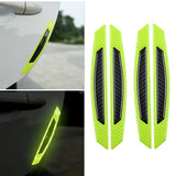 Maxbell 2x4Pcs Auto Car Door Reflective Strip Waterproof Safety Sticker Green Black