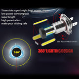 Maxbell 2x Car LED Headlight Bulbs DC9V-32V 13000LM 3 Sides 360 Lighting H7