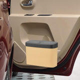 Maxbell Mini Car Trash Can Portable Car Garbage Can for Automotive Home Desktop Beige