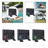 Maxbell 5 Gang Rocker Switch Panel Multifunction for Automotive Yacht Motorboat red light