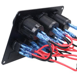 Maxbell 5 Gang Rocker Switch Panel Multifunction for Automotive Yacht Motorboat red light