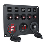 Maxbell 5 Gang Rocker Switch Panel Multifunction for Automotive Yacht Motorboat red light