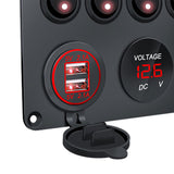 Maxbell 5 Gang Rocker Switch Panel Multifunction for Automotive Yacht Motorboat red light