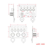 Maxbell 5 Gang Rocker Switch Panel Multifunction for Automotive Yacht Motorboat blue light