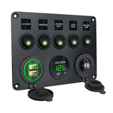 Maxbell 5 Gang Rocker Switch Panel Multifunction for Automotive Yacht Motorboat green light