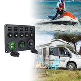 Maxbell 5 Gang Rocker Switch Panel Multifunction for Automotive Yacht Motorboat green light