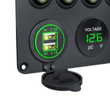 Maxbell 5 Gang Rocker Switch Panel Multifunction for Automotive Yacht Motorboat green light