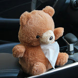 Maxbell Cute Car Tissue Box Holder Auto Multifunctional Plush Soft Car Tissue Holder bear