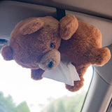 Maxbell Cute Car Tissue Box Holder Auto Multifunctional Plush Soft Car Tissue Holder bear