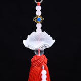 Maxbell Car Interior Lotus Pendant Dangling Tassel Craft Supplies Hanging Decoration Red