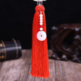 Maxbell Car Interior Lotus Pendant Dangling Tassel Craft Supplies Hanging Decoration Red