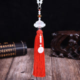 Maxbell Car Interior Lotus Pendant Dangling Tassel Craft Supplies Hanging Decoration Red