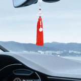 Maxbell Car Interior Lotus Pendant Dangling Tassel Craft Supplies Hanging Decoration Red