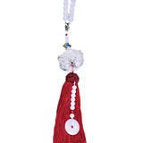 Maxbell Car Interior Lotus Pendant Dangling Tassel Craft Supplies Hanging Decoration Wine Red