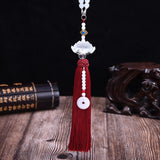 Maxbell Car Interior Lotus Pendant Dangling Tassel Craft Supplies Hanging Decoration Wine Red