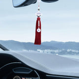 Maxbell Car Interior Lotus Pendant Dangling Tassel Craft Supplies Hanging Decoration Wine Red