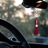 Maxbell Car Interior Lotus Pendant Dangling Tassel Craft Supplies Hanging Decoration Wine Red