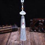 Maxbell Car Interior Lotus Pendant Dangling Tassel Craft Supplies Hanging Decoration Silver Gray