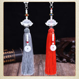 Maxbell Car Interior Lotus Pendant Dangling Tassel Craft Supplies Hanging Decoration Silver Gray