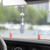 Maxbell Car Interior Lotus Pendant Dangling Tassel Craft Supplies Hanging Decoration Silver Gray