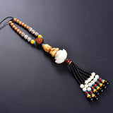 Maxbell Lotus Beaded Car Rearview Mirror Charm Pendant Universal Dangling Ornament