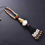 Maxbell Lotus Beaded Car Rearview Mirror Charm Pendant Universal Dangling Ornament