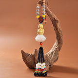 Maxbell Lotus Beaded Car Rearview Mirror Charm Pendant Universal Dangling Ornament