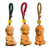 Maxbell Mini Wood Buddha Key Chain Lucky Pendant Accessory Feng Shui Sculpture Craft