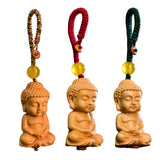Maxbell Mini Wood Buddha Key Chain Lucky Pendant Accessory Feng Shui Sculpture Craft